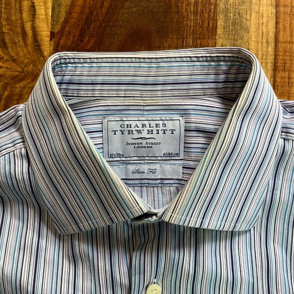 Multi Striped 100% Cotton Dress Shirt [Charles Tyrwhitt] - Picture 3 of 6